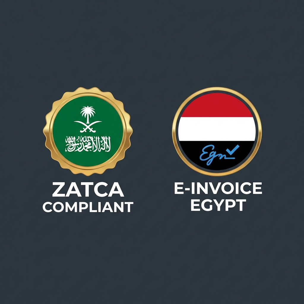 متوافق مع معايير الضرائب المصرية والزكاة والدخل السعودية — فاتورة إلكترونية، إيصال إلكتروني